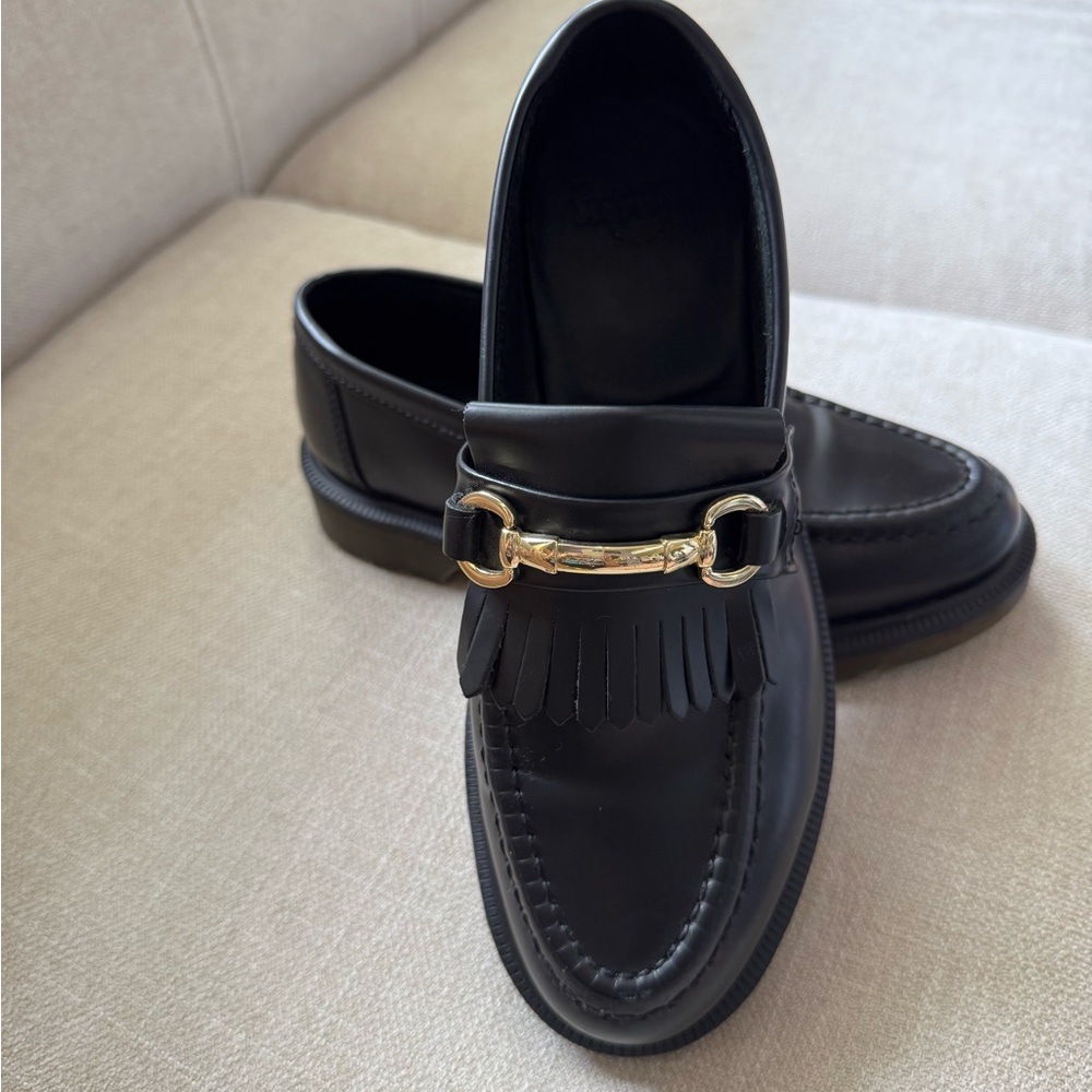 Dr. Martens Adrian Snaffle Black leather Loafers with Gold Detail Unisex M6 /W 7
